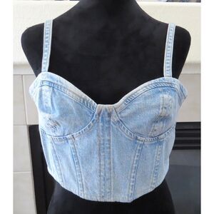 Zara Women's Denim Corset/Bustier Top Y2K Fairycore Festival S Euc